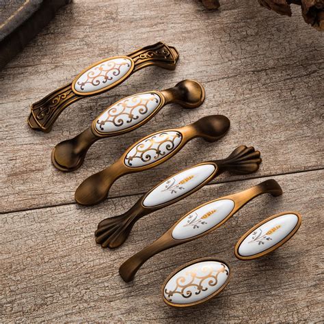 5pcs Antique Door Handles Noble Drawer Pulls Ceramic Vintage Kitchen Cabinet Handles and Knobs ...