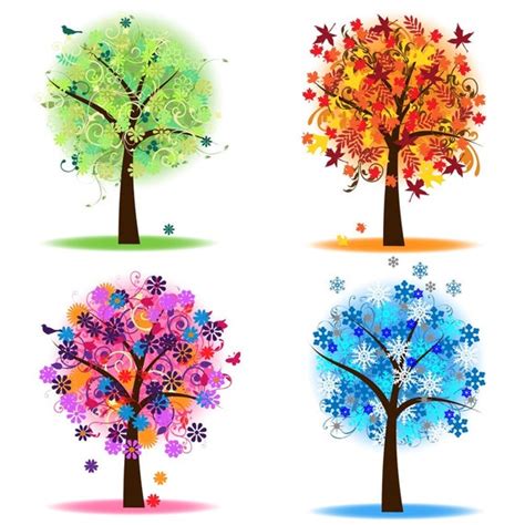 Four Seasons Trees Clipart Clip Art Spring Summer Winter Fall - Etsy