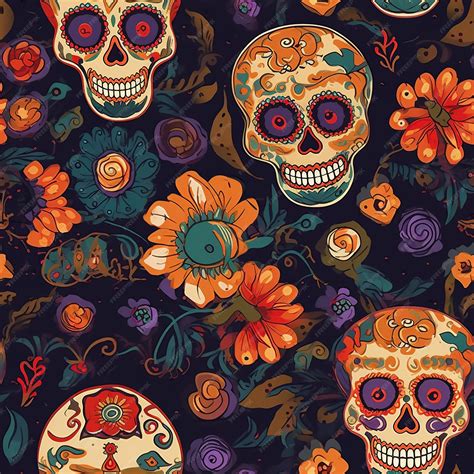 Premium AI Image | A colorful day of the dead skull wallpaper