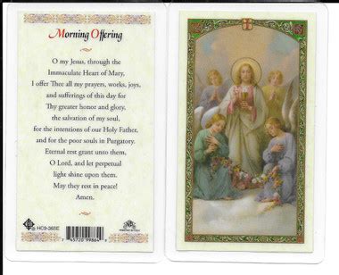 Laminated Prayer Card for Morning Offering.