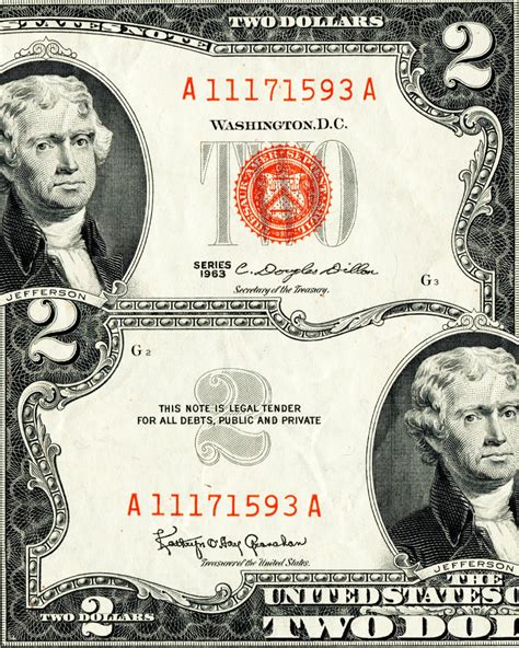 Red Seal 2 Dollar Bill 1963 Print