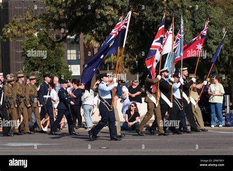 Anzac day march adelaide australia 2023 flags remembrance adf ne hi-res ...