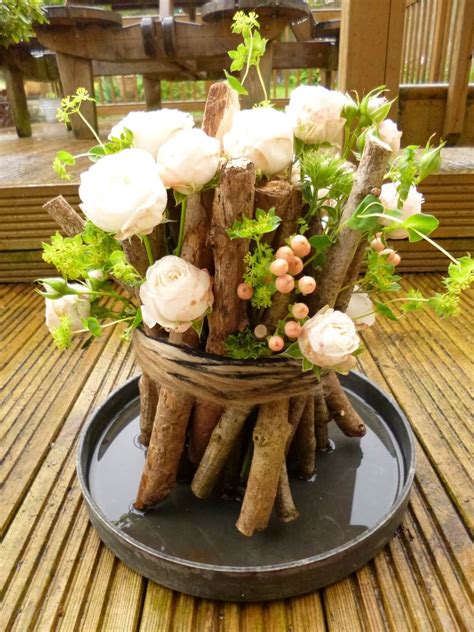 Woodland Themed Sticks, Twine, and Posies Table Centerpiece # ...