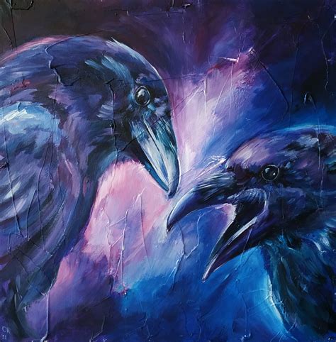 Raven Painting Original Acrylic Raven Artwork Raven Wall Art | Etsy