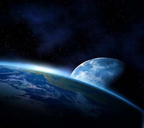 Earth against moon HD wallpaper | Wallpaper Flare