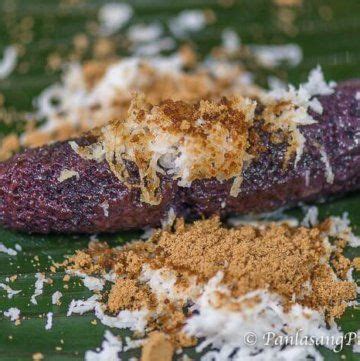 Puto Bumbong Recipe - Panlasang Pinoy Coconut Macaroons Recipe, Macaroon Recipes, Steamed Rice ...