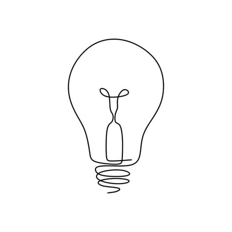 One Line Drawing Light Bulb Symbol Idea And Creativity Isolated On | My ...