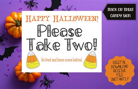 Printable Sign for Halloween Candy Bowl Trick or Treater - Etsy