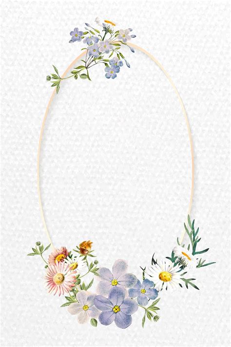 Blank Floral Oval Frame Vector Illustration