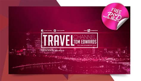 Travel Youtube Channel Banner PSD Template - LTHEME