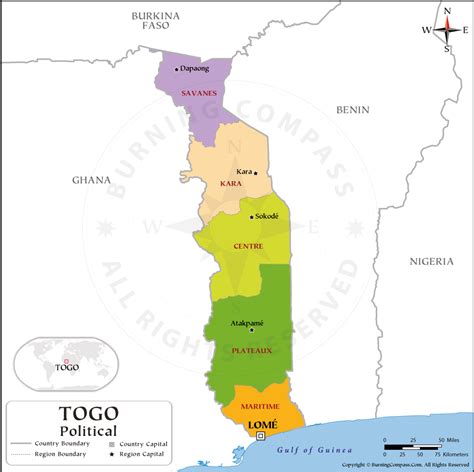 Togo Region Map, Togo Political Map