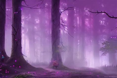 ancient magical dark forest, tall purple and pink | Stable Diffusion