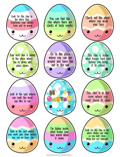 Easter Egg Hunt Clues Printable