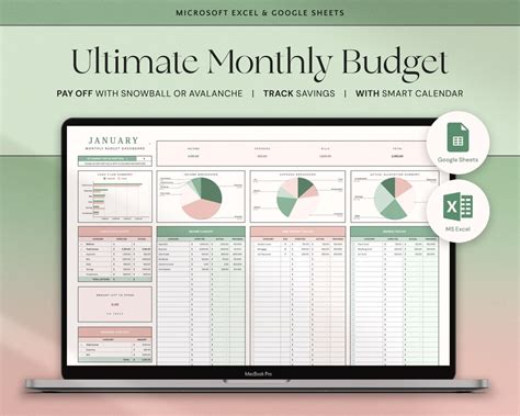 Ultimate Monthly Budget Spreadsheet Excel Budget Template Google Sheets Budget Planner Savings ...