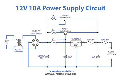 12 Volt 10 Ampere DC Power Supply Circuit