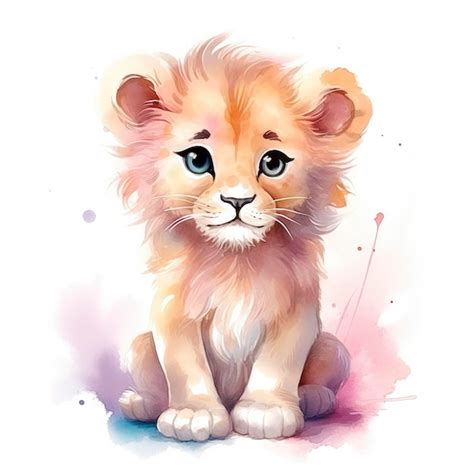 Premium AI Image | Watercolor Baby Lion