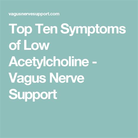 Top 10 Symptoms of Low Acetylcholine - Parasym Plus™ | Vagus nerve, Acetylcholine, Health heal