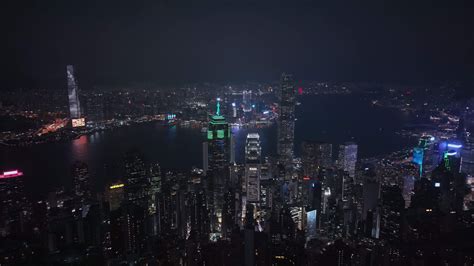 Night Panorama Of The Whole Illuminated Hong Kong, Aerial View 25454292 ...