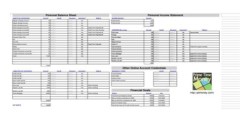 Personal Balance Sheet Excel Template