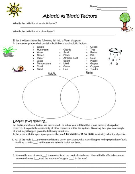 Abiotic And Biotic Factors Worksheet