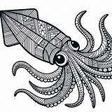 Geometric Giant Squid Coloring Page  4 Free Printable Pages sketch template