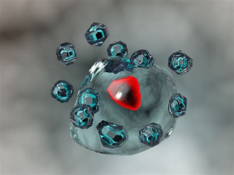 Quantum Dots Nanoparticles Entering A Body Cell Genetic Therapy Stock Photo - Download Image Now ...