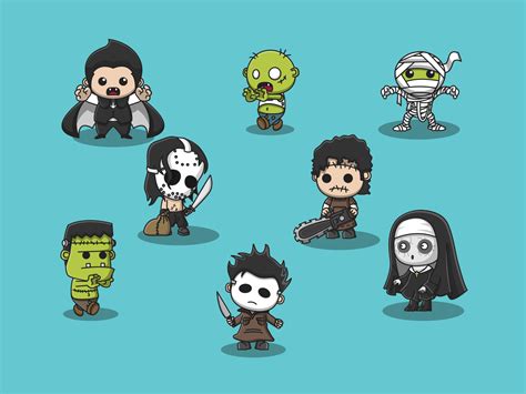 8 spooky characters by FFlat.HDS on Dribbble