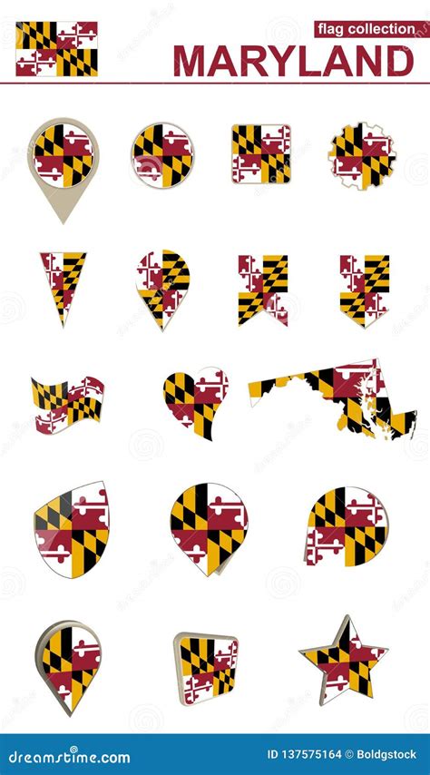 Maryland Flag Collection. Big Set for Design Stock Vector - Illustration of american, geographic ...