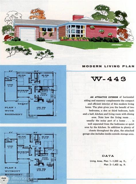 Original vintage exteriors and floor plans for American houses built in ...