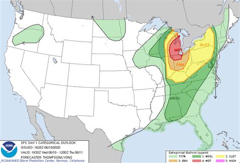 Storm Prediction Center Jun 10, 2020 1630 UTC Day 1 Convective Outlook