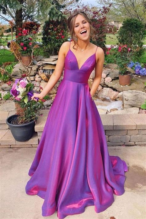 Simple purple red satin long prom dress purple evening dress in 2021 ...