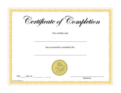 Completion Certificate – Free Printable