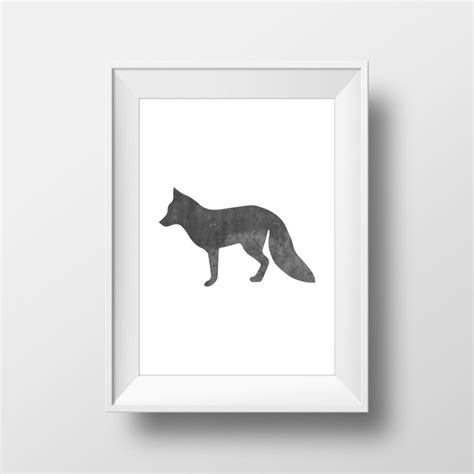 Black Watercolor Fox Print Fox Print Fox Wall Art - Etsy