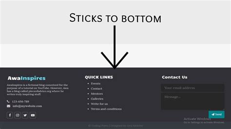 Design a Footer that sticks to the bottom of the page | Designing a Blog with HTML and CSS #6 ...