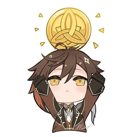 an anime character with a golden ball on his head