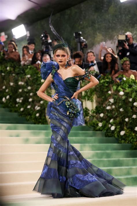 Zendaya attended the 2024 Met Gala in a dramatic gown covered in grapes ...