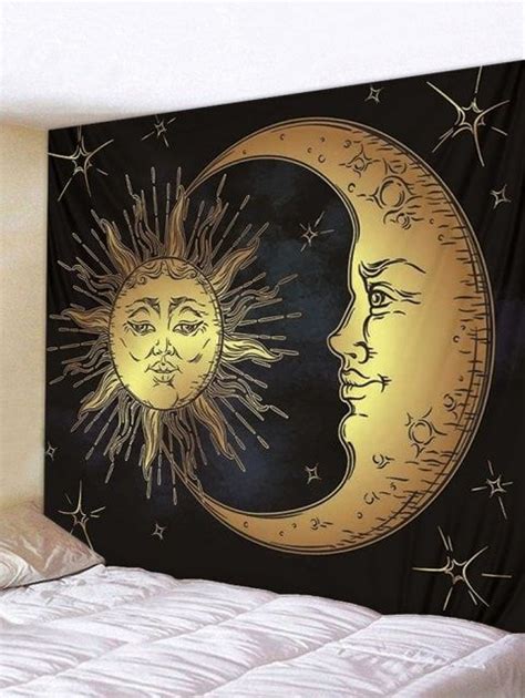 Sun Star Moon Print Wall Tapestry Hanging Decor | Wall tapestry bedroom, Sun and moon tapestry ...