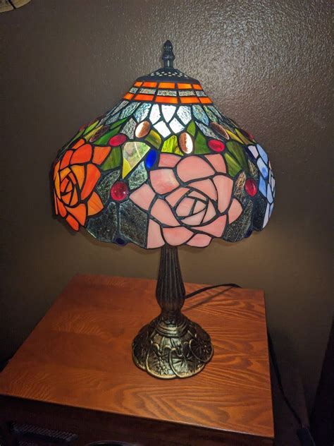 Tiffany style lamp shade Stained glass vintage spectrum round lamp ...