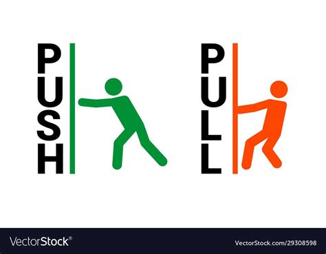 Push pull door sign and pull icon vector image on VectorStock | Sticker ...