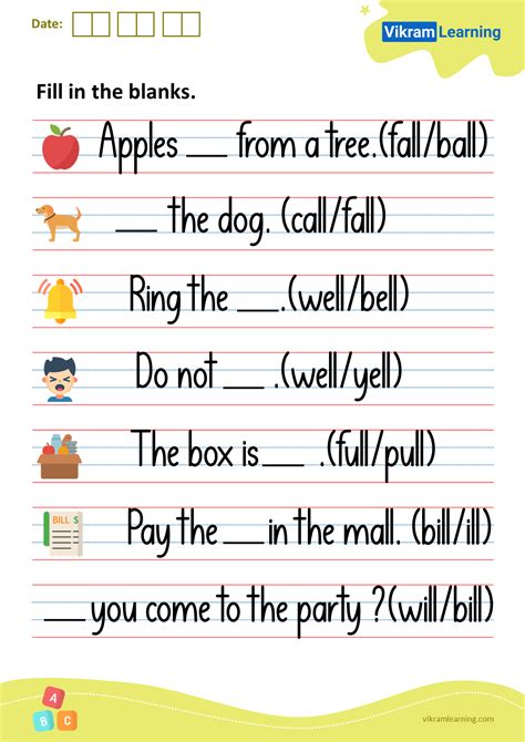 Download fill in the blanks worksheets | vikramlearning.com