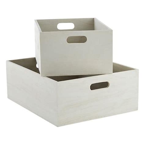 Whitewashed Wooden Storage Bins with Handles | Wooden storage bins, Storage bins, Wooden storage