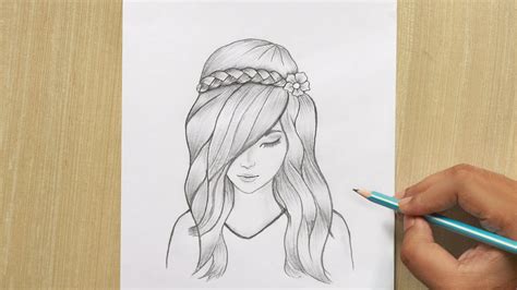 Drawing a girl face with beautiful hair |(How to Draw a Girl)| Drawing ...