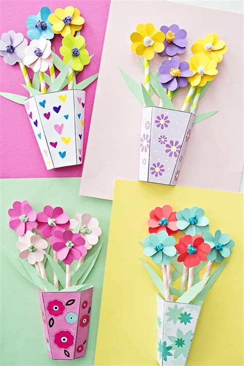 HOW TO MAKE 3D PAPER FLOWER BOUQUETS WITH VIDEO | Paper flowers for kids, Flower crafts, Paper ...