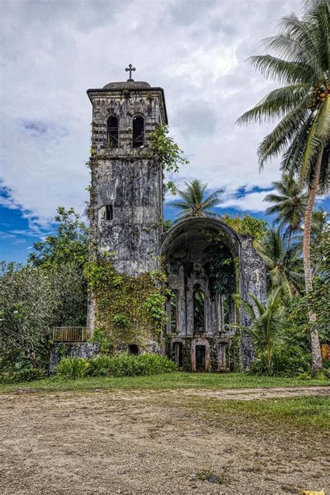 Cathedral of Ponape Belltower in Micronesia, destroyed and left in ...