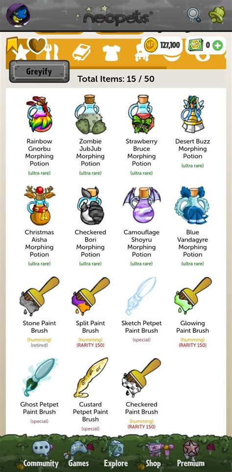 Paint brush and Morphing Potions giveaway! : r/neopets