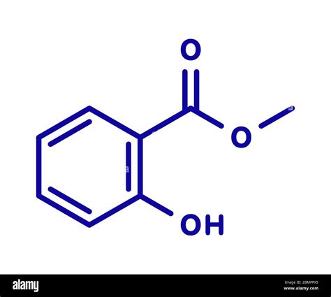 Methyl salicylate (wintergreen oil) molecule. Acts as rubefacient. Used as flavouring agent and ...