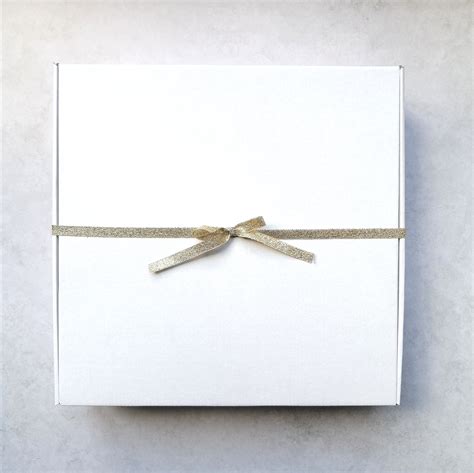 Large White Gift Box with Gold Ribbon - Everbury