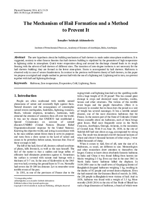 (PDF) The Mechanism of Hail Formation and a Method to Prevent It ...