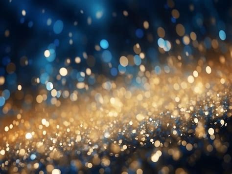 Premium AI Image | Abstract Glitter Lights Background in Gold and Blue