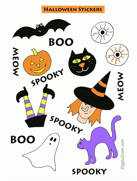 Printable Halloween Stickers - Ziggity Zoom Family